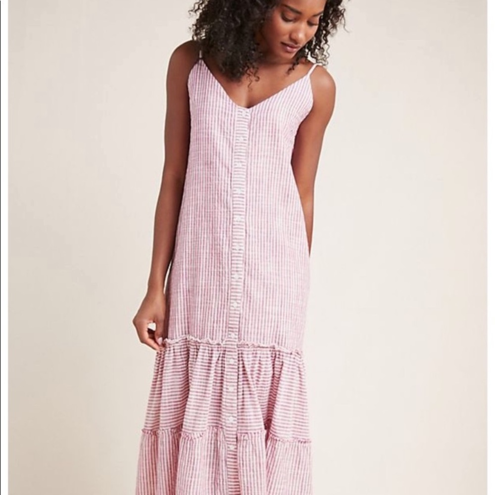 Anthropologie Sundry stripe  ruffle maxi dress